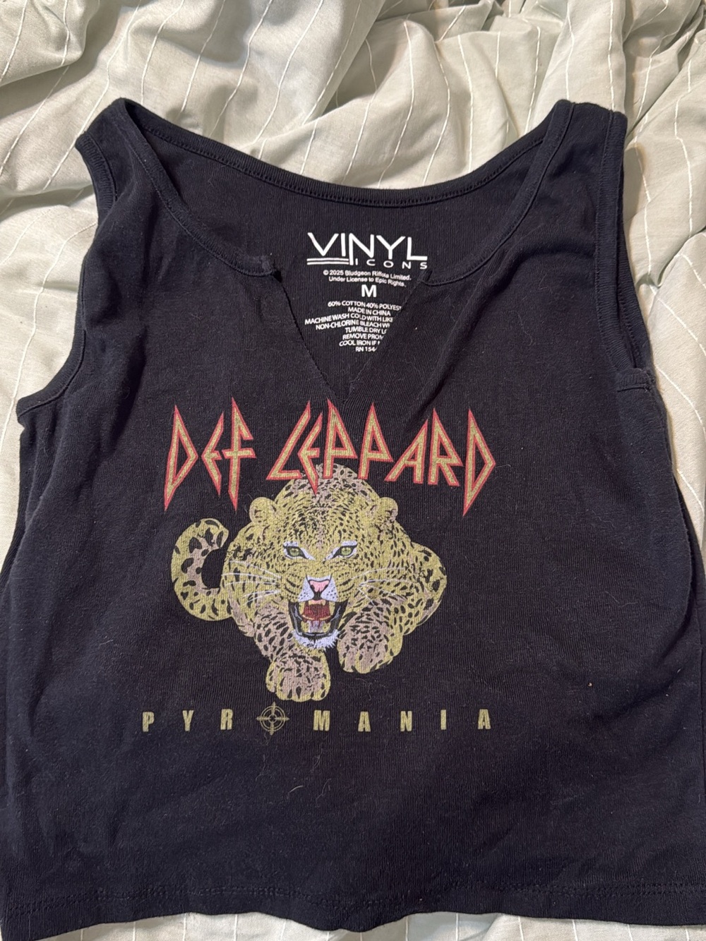 Vinyl Icons Def Leppard Black Pyromania Graphic Tank